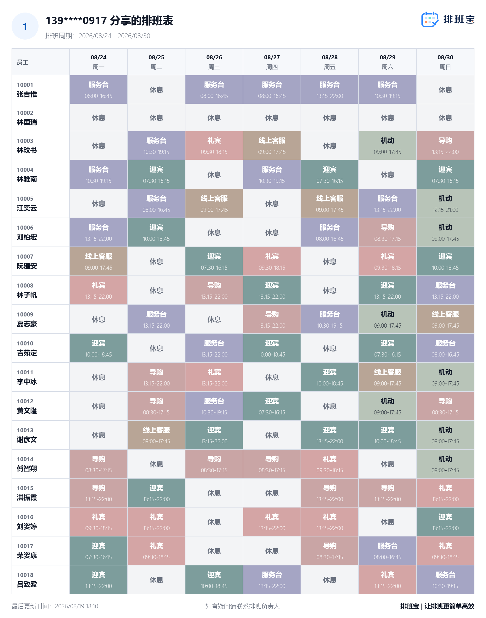 Exported schedule image